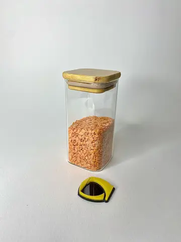 بانکه پیرکس مربع درب بامبو 13×6×6 بانکه پیرکس مربع درب بامبو 13×6×6