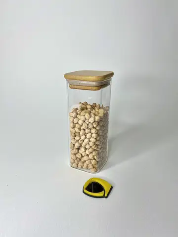 بانکه پیرکس مربع درب بامبو 16×6×6 بانکه پیرکس مربع درب بامبو 16×6×6