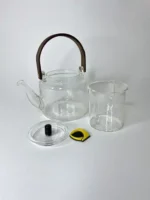 قوری پیرکس مشجر دسته تیره چوبی