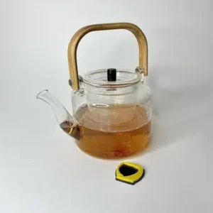 قوری پیرکس مشجر دسته روشن چوبی