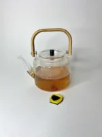 قوری پیرکس مشجر دسته روشن چوبی