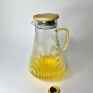 پارچ پیرکس خمره ای شیاردار دسته طلایی 1800 میل