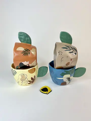 ماگ سرامیکی دسته برگ