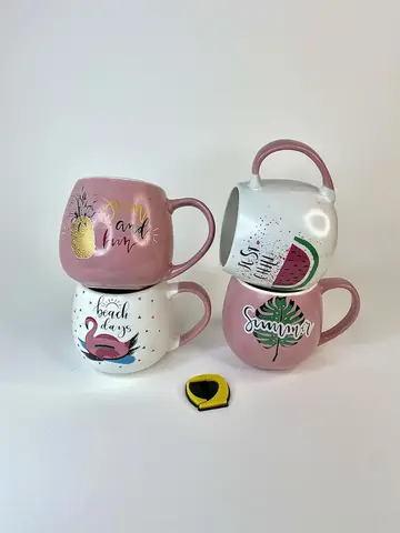 ماگ سرامیکی فانتزی دسته صورتی ماگ سرامیکی فانتزی دسته صورتی