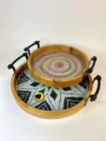 سینی طرحدار جفتی چوب عود