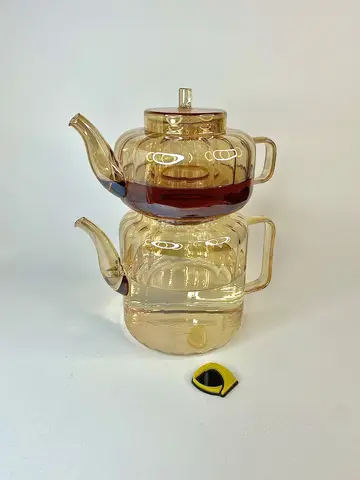 کتری و قوری فلت پیرکس شیاردار شامپاینی