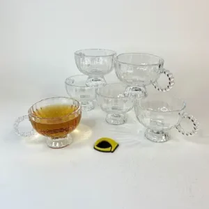 استکان بلور دسته مرواردیدی لبه ساده
