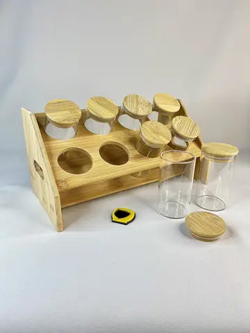 جای ادویه 8 عددی گرد با استند بامبو جای ادویه 8 عددی گرد با استند بامبو