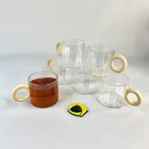 شات پیرکس شیاردار دسته گرد چوبی روشن