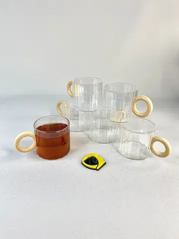 شات پیرکس شیاردار دسته گرد چوبی روشن شات پیرکس شیاردار دسته گرد چوبی روشن