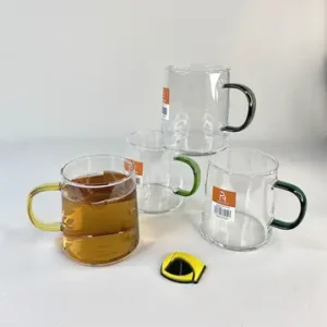 لیوان پیرکس 4 تایی دسته رنگی 320 پاشاهوم