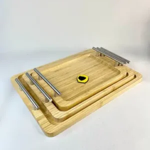 سینی بامبو مستطیل دسته نقره ای 3 سایز
