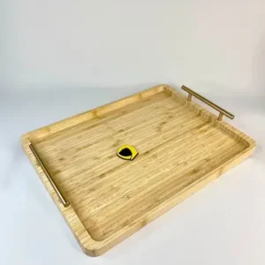 سینی بامبو مستطیل دسته طلایی 30×40 سانت