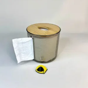 جا دستمال رولی اکریلیک دودی درب بامبو