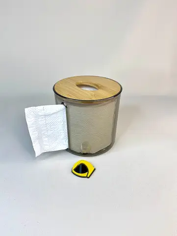 جا دستمال رولی اکریلیک دودی درب بامبو جا دستمال رولی اکریلیک دودی درب بامبو