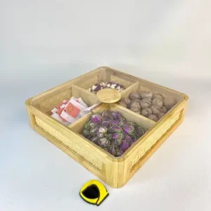اردوخوری بامبو مربع 4 خانه بغل سنتی 25×25 cm