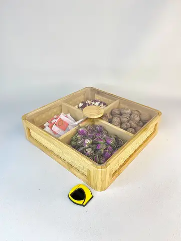 اردوخوری بامبو مربع 4 خانه بغل سنتی 25×25 cm اردوخوری بامبو مربع 4 خانه بغل سنتی 25×25 cm