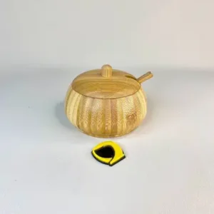 جای شکر خمره ای بامبو قاشق دار
