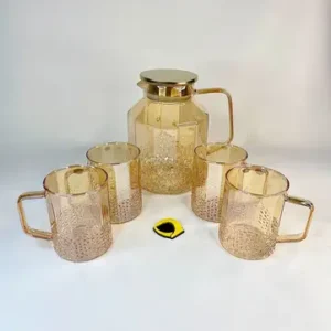 پارچ و لیوان پیرکس شامپاینی چند ضلعی