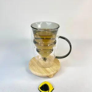 لیوان دوجداره طرح درخت کریسمس خاکستری