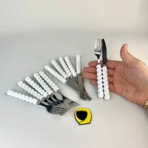چاقو چنگال میوه خوری سرامیکی سفید پیچی