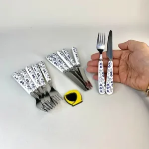 چاقو چنگال میوه خوری سرامیکی گل آبی