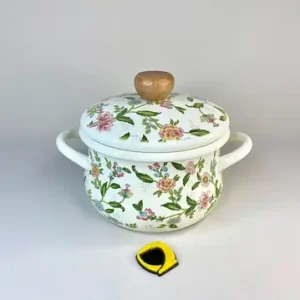 قابلمه لعابی گلدار دستگیره چوبی 18 سانت