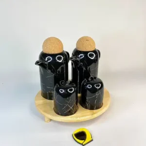 روغن ریز سرامیکی مشکی ماربل 4 پارچه