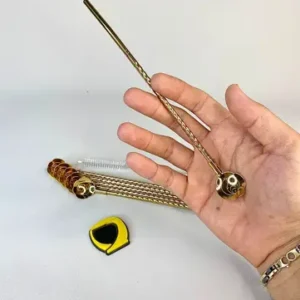 نی قاشقی طلایی پیچی طرح گل